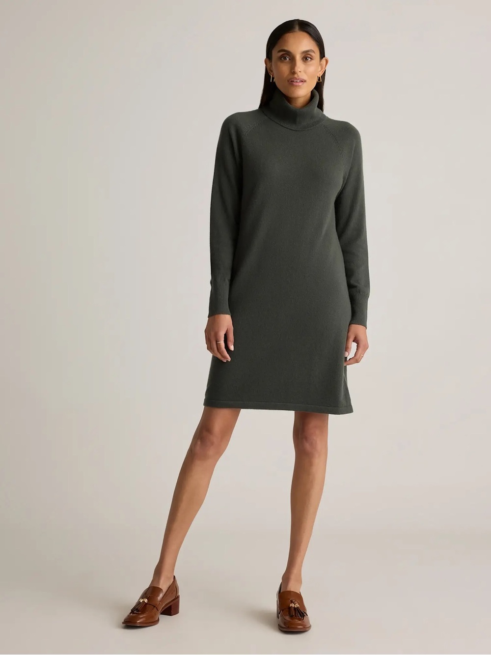 Quince Mongolian cashmere turtleneck sweater dress